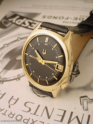 M7 Accutron Black Dial Solid 14k