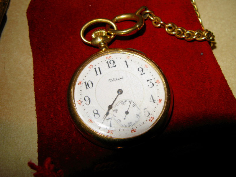 gold Waltham Pocket watch face